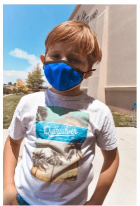 Kids Face Mask in Blue with Black Trim